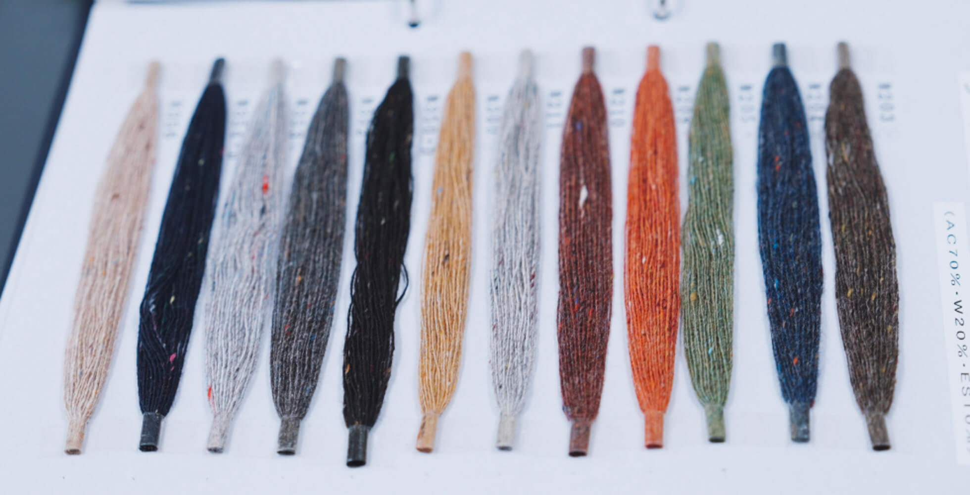 糸見本からも、そのふっくら感がわかる特紡糸